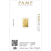 1 gram PAMP Suisse Gold Bar .9999 - Image 2