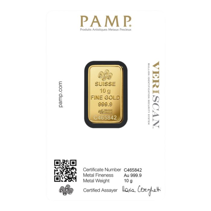 10 gram PAMP Suisse Gold Bar .9999 - Image 2