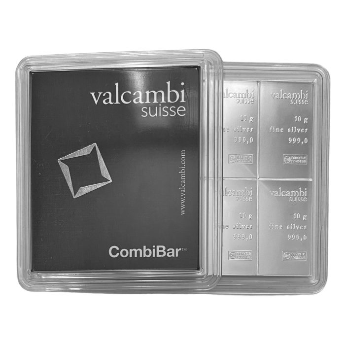 100 gram (10 x 10g) Silver Valcambi Suisse CombiBar .999